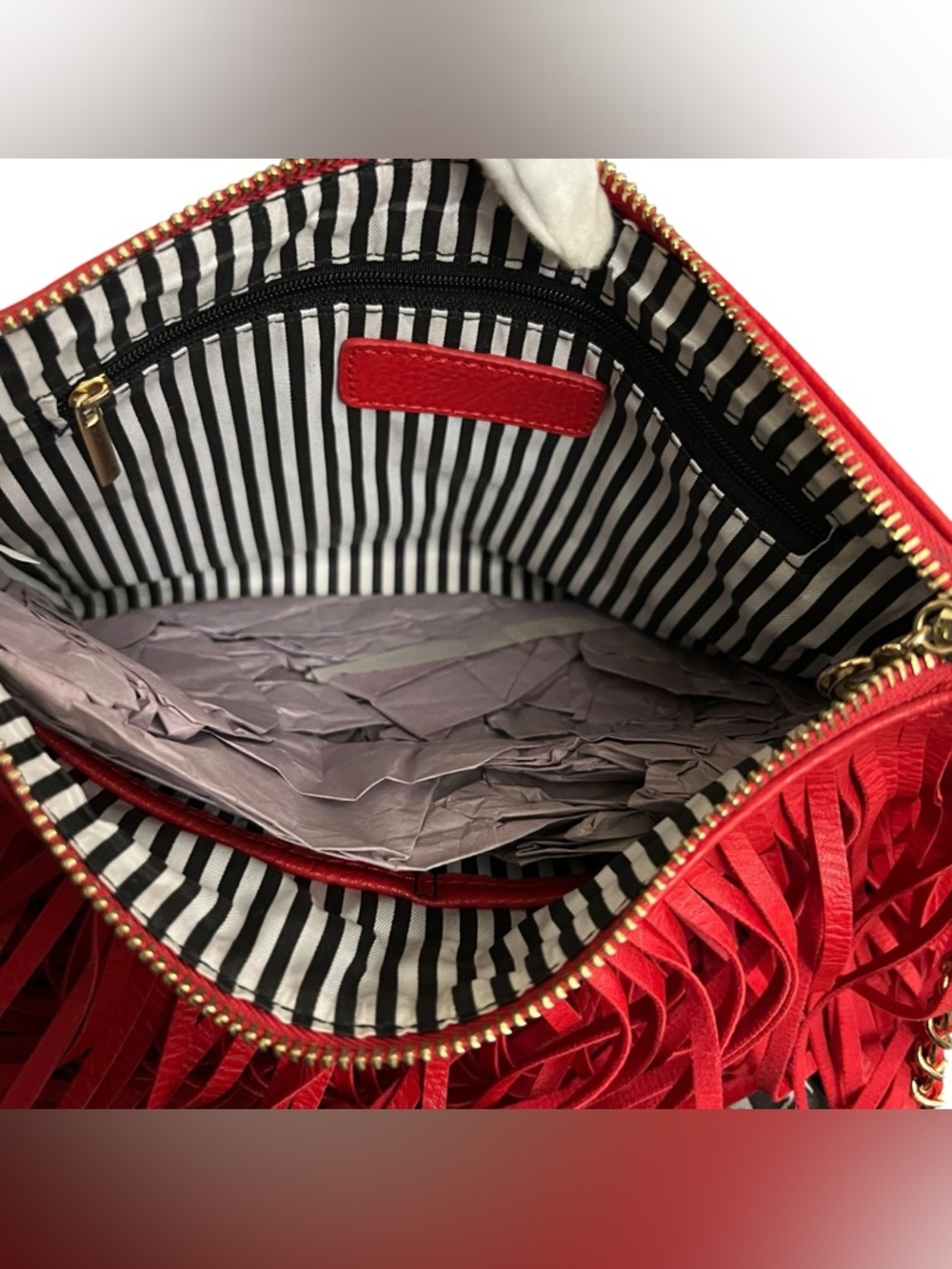 Red Fringe Crossbody Bag Boho Festival Style - Picture 5 of 7